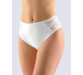 GINA dámské kalhotky klasické, širší bok, šité, s krajkou, jednobarevné  10217P  - bílá  38/40