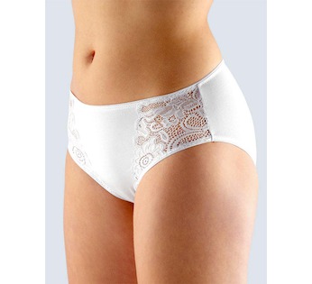 GINA dámské kalhotky klasické, širší bok, šité, s krajkou, jednobarevné Delicate 10115P  - bílá  34/36