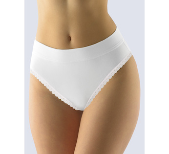 GINA dámské kalhotky klasické, širší bok, šité, s krajkou, jednobarevné Disco Basic 10236P  - bílá  46/48