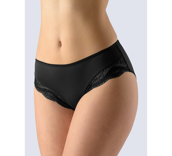 GINA dámské kalhotky klasické, širší bok, šité, s krajkou, jednobarevné La Femme 2 10203P  - černá  38/40