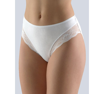 GINA dámské kalhotky klasické, širší bok, šité, s krajkou, jednobarevné Sensuality 10219P  - bílá  38/40