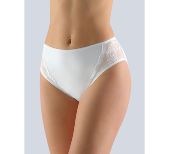 GINA dámské kalhotky klasické, širší bok, šité, s krajkou Delicate 10215P  - bílá  50/52