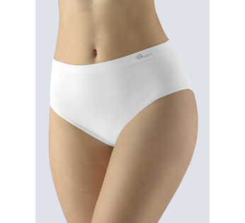 GINA dámské kalhotky klasické mama, větší velikosti, bezešvé, jednobarevné Bamboo Soft 01003P - bílá L/XL