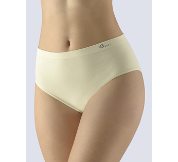 GINA dámské kalhotky klasické mama, větší velikosti, bezešvé, jednobarevné Bamboo Soft 01003P - vanilková L/XL