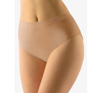 GINA dámské kalhotky klasické mama, větší velikosti, bezešvé, jednobarevné Eco Bamboo 01002P - béžová L/XL
