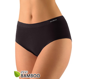 GINA dámské kalhotky klasické mama, větší velikosti, bezešvé, jednobarevné Eco Bamboo 01002P  - černá  L/XL