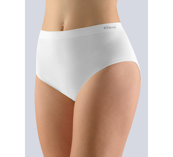 GINA dámské kalhotky klasické mama, větší velikosti, bezešvé, jednobarevné MicroBavlna 01000P - bílá L/XL