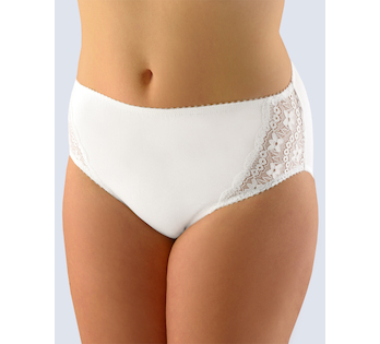 GINA dámské kalhotky klasické ve větších velikostech, větší velikosti, šité, s krajkou, jednobarevné  11055P  - bílá  42/44