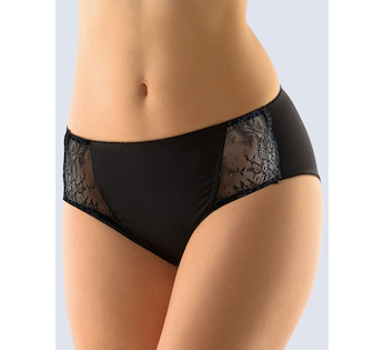 GINA dámské kalhotky klasické vyšší se širokým bokem, širší bok, šité, s krajkou, jednobarevné La Femme 2 10212P  - černá  50/5