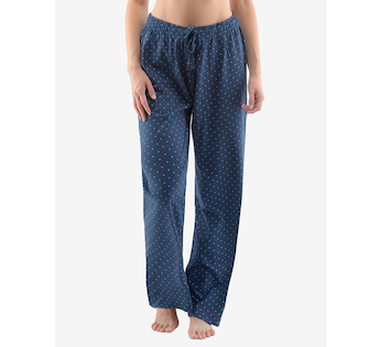 GINA dámské kalhoty dlouhé pyžamové dámské, šité, bokové, s potiskem Pyžama 2022 19147P  - lékořice petrolejová M