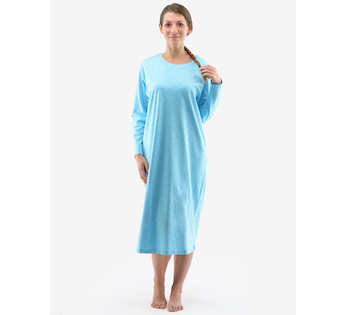 GINA dámské košilka noční dámská dlouhý rukáv, šité, s potiskem Pyžama 2022 19131P  - sv. tyrkysová azurová XL