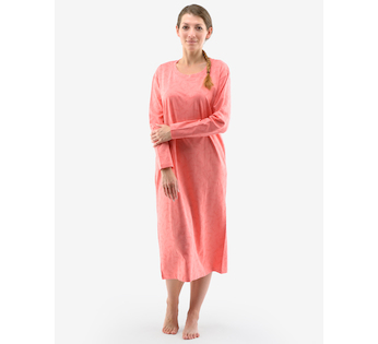 GINA dámské košilka noční dámská dlouhý rukáv, šité, s potiskem Pyžama 2022 19131P  - tomato měděná L
