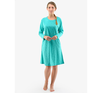 GINA dámské košilka noční dámská dlouhý rukáv, šité, s potiskem Pyžama 2022 19133P  - peprmint šalvěj L