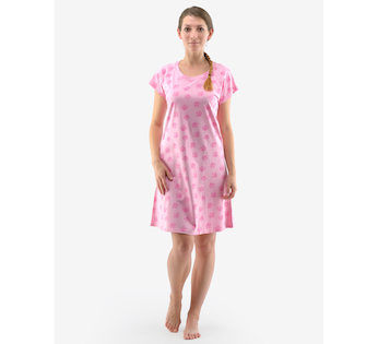 GINA dámské košilka noční dámská krátký rukáv, šité, s potiskem Pyžama 2022 19132P - růžovofialová pink XL