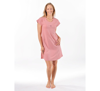 GINA dámské košilka noční dámská krátký rukáv, šité, s potiskem Pyžama 2025 19164P  - maracuja umbra L