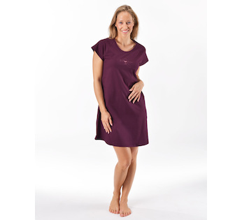 GINA dámské košilka noční dámská krátký rukáv, šité, s potiskem Pyžama 2025 19164P  - umbra maracuja M