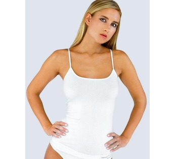 GINA dámské košilka prodloužená, úzká ramínka, bezešvé, jednobarevné Bamboo PureLine 08016P - bílá M/L
