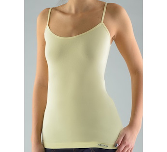 GINA dámské košilka prodloužená, úzká ramínka, bezešvé, jednobarevné MicroBavlna 08015P  - vanilková  M/L