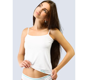 GINA dámské košilka, úzká ramínka, bezešvé, jednobarevné Bamboo Cotton 08019P - bílá peprmint L/XL