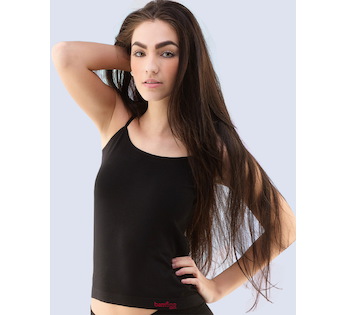GINA dámské košilka, úzká ramínka, bezešvé, jednobarevné Bamboo Cotton 08019P - černá bordo L/XL