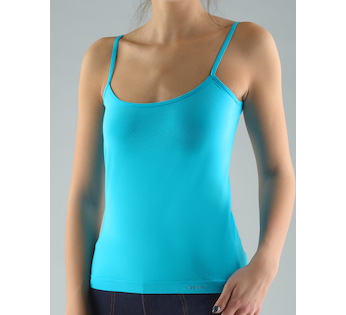GINA dámské košilka, úzká ramínka, bezešvé, jednobarevné MicroBavlna 08004P  - azurová  S/M
