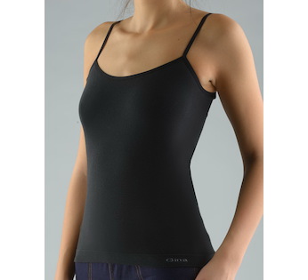 GINA dámské košilka, úzká ramínka, bezešvé, jednobarevné MicroBavlna 08004P  - černá  S/M