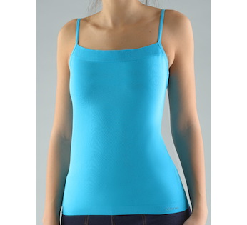 GINA dámské košilka, úzká ramínka, bezešvé, jednobarevné MicroBavlna 08007P  - azurová  L/XL