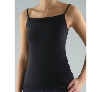 GINA dámské košilka, úzká ramínka, bezešvé, jednobarevné MicroBavlna 08007P  - černá  S/M