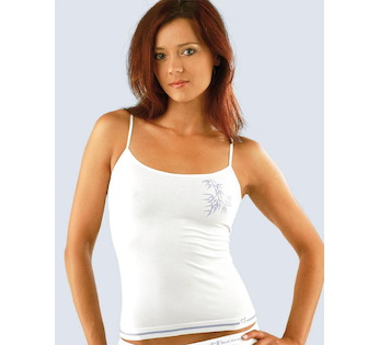 GINA dámské košilka, úzká ramínka, bezešvé, s potiskem Bamboo Cotton 08989P  - bílá ocelová S/M