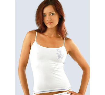 GINA dámské košilka, úzká ramínka, bezešvé, s potiskem Bamboo Cotton 08989P - bílá ocelová S/M