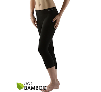 GINA dámské legíny 3/4 délka, 3/4 kalhoty, bezešvé, klasické Eco Bamboo 95032P  - černá  L/XL