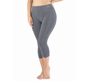 GINA dámské legíny 3/4 délka, 3/4 kalhoty, bezešvé, klasické Eco Bamboo 95032P - šedá bílá L/XL