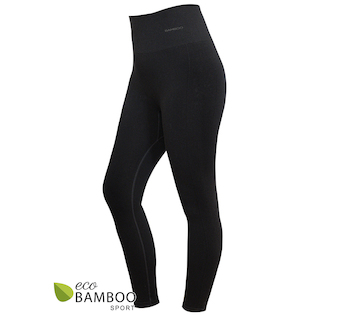 GINA dámské legíny s vysokým pasem sportovní, dlouhé, bezešvé, klasické, jednobarevné ECO Bamboo Sport 95037P - černá M/L