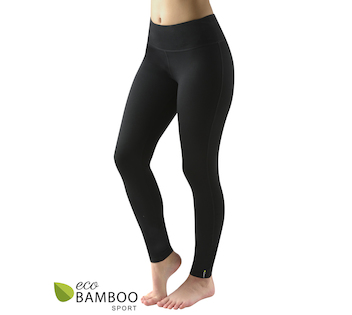 GINA dámské legíny dlouhé sportovní, šité, klasické, jednobarevné ECO Bamboo Sport 95035P  - černá  L/XL