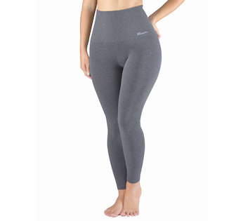 GINA dámské legíny s vysokým pasem sportovní, dlouhé, bezešvé, klasické, jednobarevné ECO Bamboo Sport 95037P  - šedá bílá L/XL