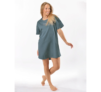 GINA dámské maxitriko dámské krátký rukáv, šité, s potiskem Pyžama 2025 19166P  - tm. šedá jogurtová XL