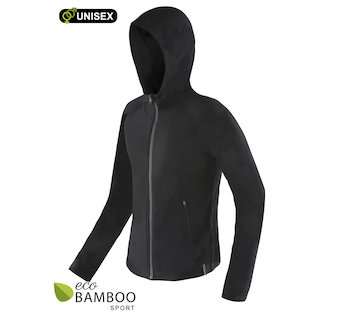 GINA dámské mikina s dlouhým rukávem a kapucí, dlouhý rukáv, šité, jednobarevné ECO Bamboo Sport 99007P - černá S