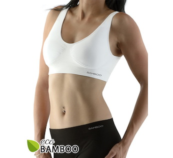 GINA dámské podprsenka sportovní s vycpávkami, bez kostice, bezešvé, jednobarevné Eco Bamboo 07014P - bílá S/M