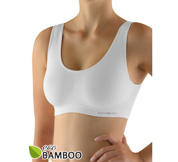 GINA dámské top podprsenkový se širokými ramínky, bez kostice, bezešvé, jednobarevné Eco Bamboo 07016P - bílá L/XL