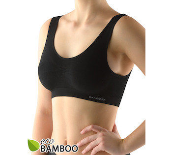 GINA dámské top podprsenkový se širokými ramínky, bez kostice, bezešvé, jednobarevné Eco Bamboo 07016P - černá L/XL