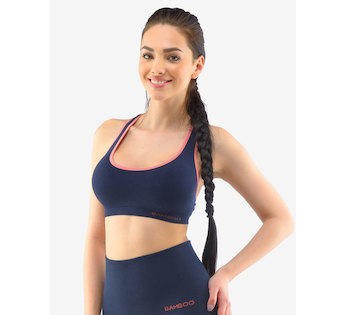 GINA dámské podprsenka sportovní s vycpávkami, bez kostice, bezešvé ECO Bamboo Sport 07018P - lékořice tomato L/XL