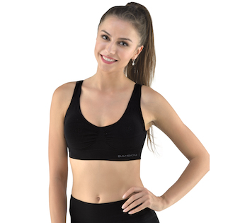 GINA dámské podprsenka sportovní s vycpávkami, bez kostice, bezešvé, jednobarevné Eco Bamboo 07014P - černá M/L