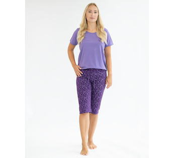GINA dámské pyžamo ¾ dámské, 3/4 kalhoty, šité, s potiskem Pyžama 2024 19150P  - hyacintová švestková S