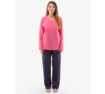 GINA dámské pyžamo dlouhé dámské, šité, s potiskem Pyžama 2022 19137P  - purpurová lékořice L