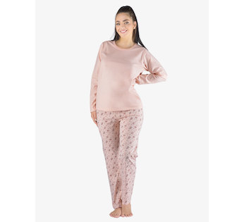 GINA dámské pyžamo dlouhé dámské, šité, s potiskem Pyžama 2023 19155P  - pleťová tweed S