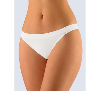 GINA dámské tanga boková, úzký bok, bezešvé, bokové, jednobarevné Bamboo Cotton 05010P  - bílá  S/M