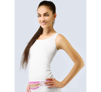 GINA dámské tílko, širší ramínka, bezešvé Bamboo Cotton 08020P - bílá višňová L/XL