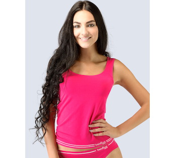 GINA dámské tílko, širší ramínka, bezešvé Bamboo Cotton 08020P - bordo bílá M/L