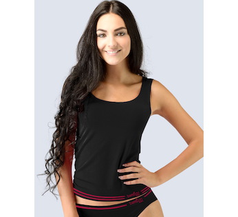 GINA dámské tílko, širší ramínka, bezešvé Bamboo Cotton 08020P - černá bordo L/XL