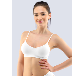 GINA dámské top podprsenkový s úzkými ramínky, úzká ramínka, bezešvé, jednobarevné Bamboo PureLine 07010P - bílá L/XL